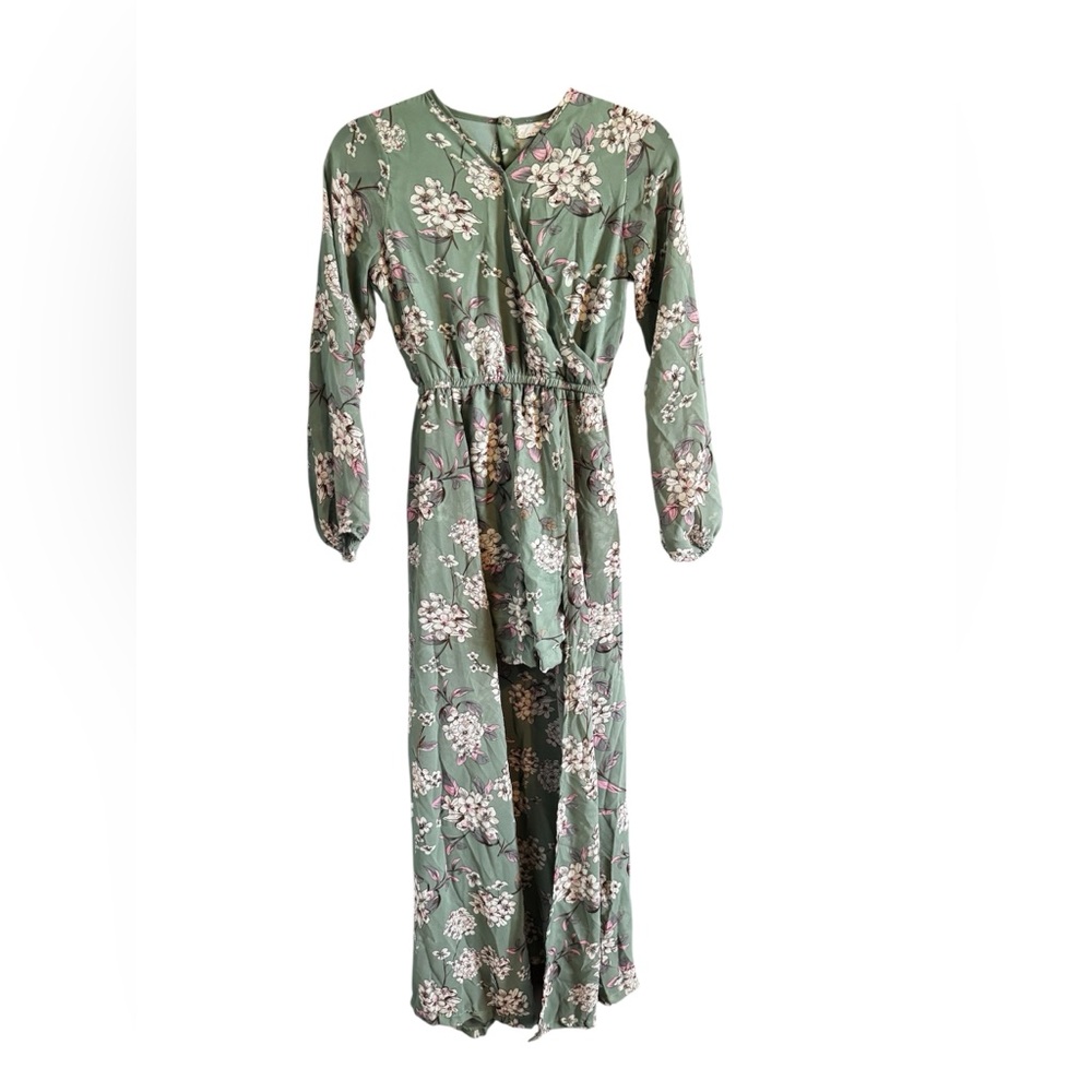 Peyton Bre Girls Floral Green Maxi Dress